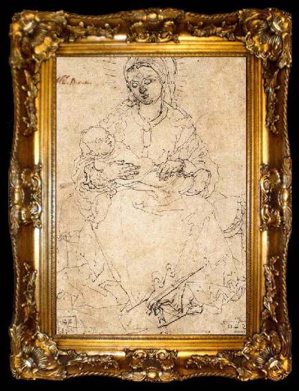 framed  Albrecht Durer Madonna and Child on a Stone Bench, ta009-2